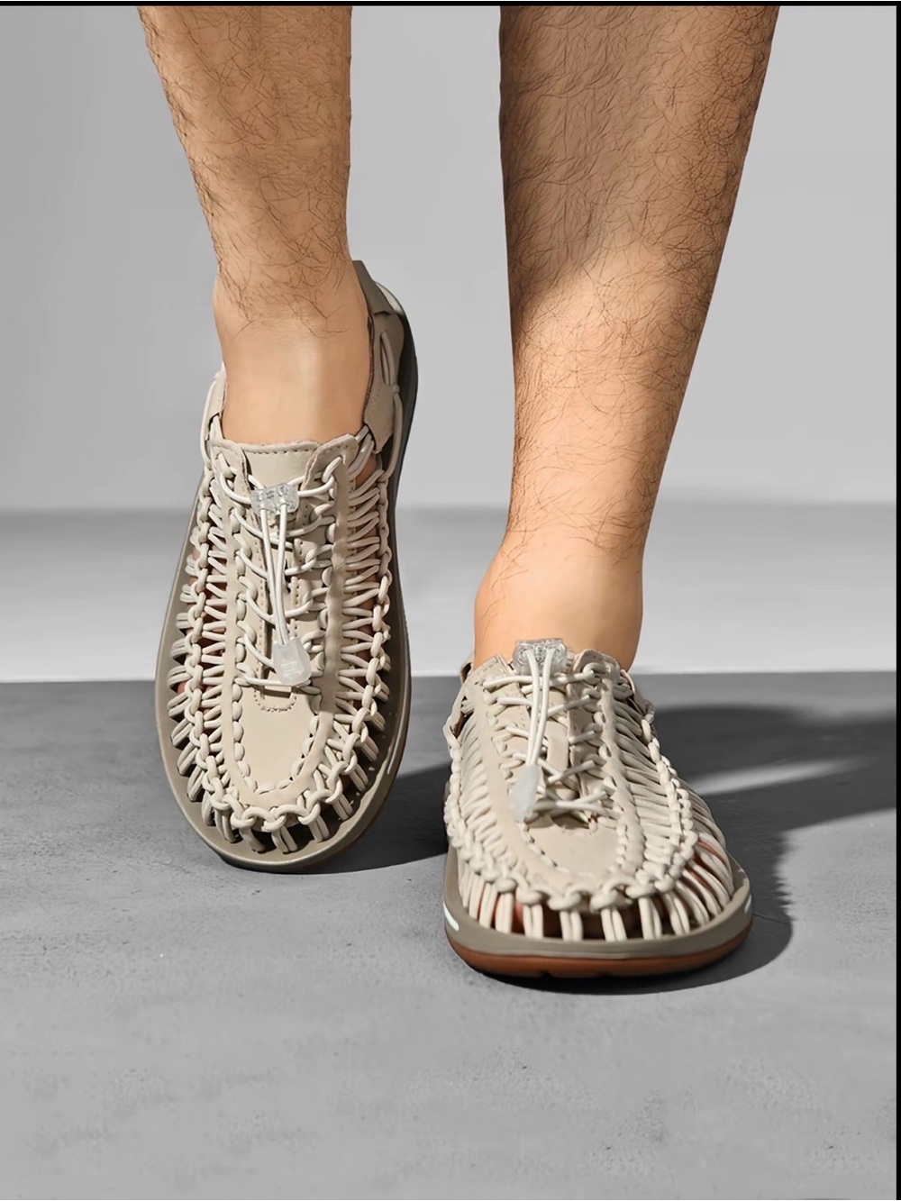 Casual Woven Men’s Sandals - Beige